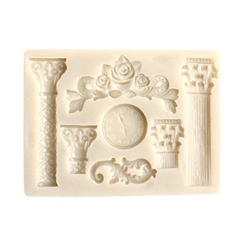 Ohhome Columna romana europea de bricolaje Moldeado de gel de sílice de chocolate con azúcar Molde de pastel Moldeado de modelado y decoración Productos de buena calidad