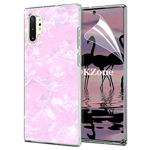 OKZone Funda Samsung Galaxy Note 10 Plus [con Protector Pantalla], Cárcasa Brilla Brillante Purpurina TPU Silicona Parachoque Teléfono Funda para Samsung Galaxy Note 10 Plus (Rosa Claro)