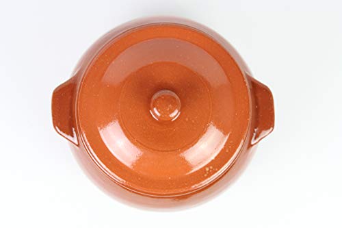 OLLA DE BARRO ALTA CON TAPA nº2 (20CM) 4litros (Medidas exterior ancho asas 22,5cm, diámetro 17,2 cm x altura con tapa 22,2 cm, sin tapa 17,4 cm x diámetro base inferior 19,8 cm)