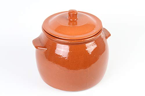 OLLA DE BARRO ALTA CON TAPA nº2 (20CM) 4litros (Medidas exterior ancho asas 22,5cm, diámetro 17,2 cm x altura con tapa 22,2 cm, sin tapa 17,4 cm x diámetro base inferior 19,8 cm)