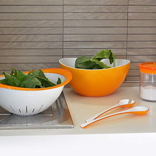 Omada Design Tazón, colador y ensalada (3 piezas), 26 cm de diámetro, de color, ergonómico y con un diseño innovador, interior blanco y borde exterior de color, Trendy Line