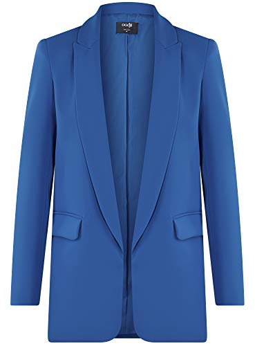 oodji Ultra Mujer Chaqueta Holgada sin Cierre, Azul, ES 34 / XXS