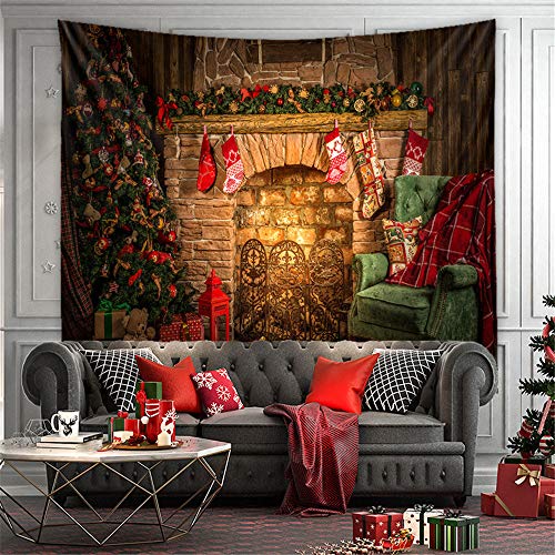 OTIAN Tapiz Macrame Tapiz Artista De Navidad Tapiz para Colgar En La Pared Papá Noel Elk Manta De Muñeco De Nieve Manta De Yoga Manta Manta De Playa Decoración Navideña 100 * 70CM