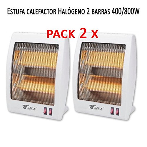 Pack 2 x Estufa Cuarzo 2 Tubos 400/800W Calefactor Calentador Radiador Halógeno Calor