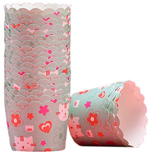 Papel Cupcake Cases Liners Muffin Postre Baking Graduation Wedding Party, Patrón de Gato
