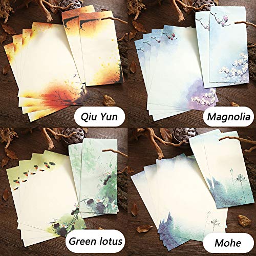 Papelería Vintage Papel BESLIME 16 Sobres Vintage 32 Hojas Papel Estilo Chino Papelería Vintage Papel, Carta Vintage Antiguo Escritura Escribir, Sobres Papel para Cartas