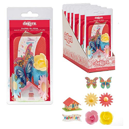 Paquete de 8 Piezas de decoración Comestible para Pastel de oblea con Escritura y Otras Formas Diferentes