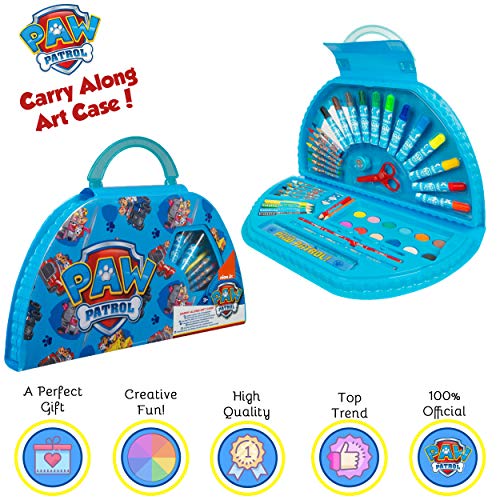 PAW PATROL Estuche Pinturas para Niños, Maletin Pinturas con Material Escolar, Incluye Acuarelas Niños Rotuladores y Ceras de Colores, Regalos Creativos para Niños y Niñas 3+