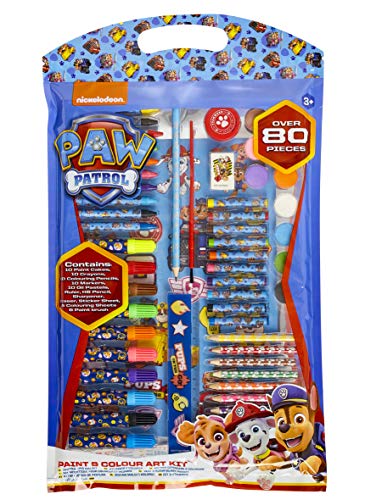 PAW PATROL Set Pinturas para Niños, Kit de Arte con Material Escolar, Incluye Lapices Colores, Ceras de Colores, Rotuladores y Acuarelas Niños, Regalos Creativos para Niños y Niñas 3+
