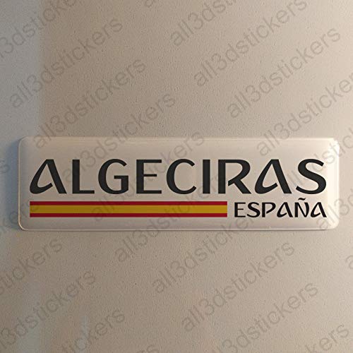 Pegatina Algeciras España Resina, Pegatina Relieve 3D Bandera Algeciras España 120x30mm Adhesivo Vinilo