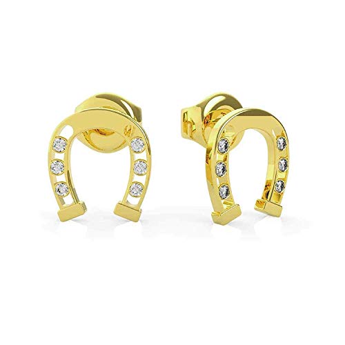 Pendientes Guess Get Lucky UBE29007 dorados con forma de herradura y cristales de Swarovski