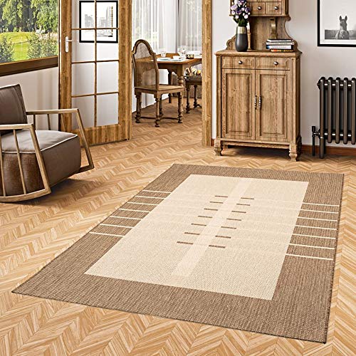 Pergamon Carpetto - Alfombra Interior/Exterior Plana Tejida - Trend Caramelo Borde - 4 tamaños