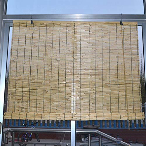 Persianas Enrollables de Bambú,Persianas de Caña,Protección Solar Cortina de Paja a Prueba de Lluvia,Retro Decorativas Persiana Romana,para Interior y Exterior,con Elevación(110x120cm/43x47in)