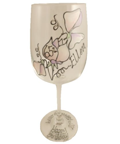 Personalizado 65 CUMPLEAÑOS Copa de vino (S/GUISANTE) MAX 25 CARACTERES