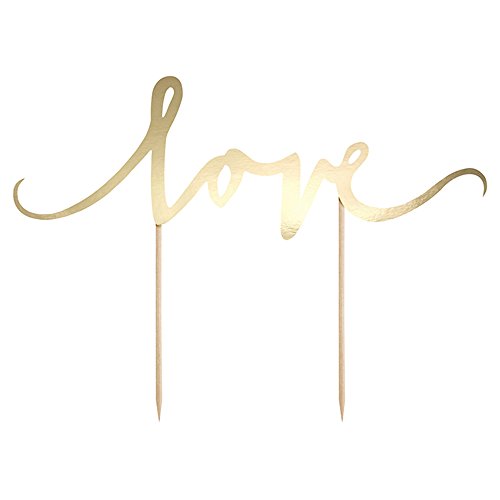 Pick con texto"Love" dorado - Decoración para tarta de boda
