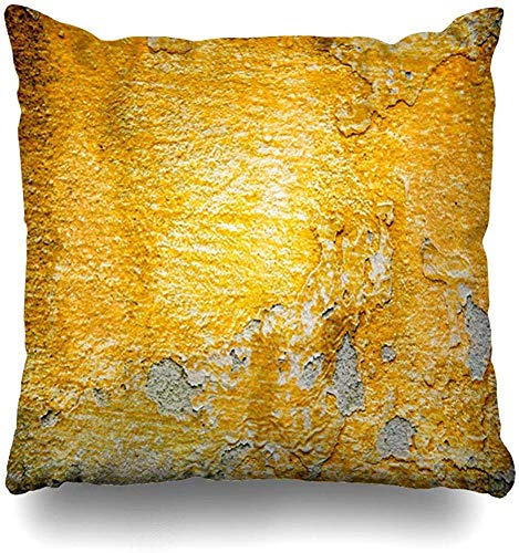 Pillowcase Cushion Case Retro Brown Aged Yelllow Old Wall Abstract Vintage Yellow Color Crack Dark Dirty Gold Design Cushion Case Square Home Decor Decorative Pillowcase Zippered Throw Pillow Cov