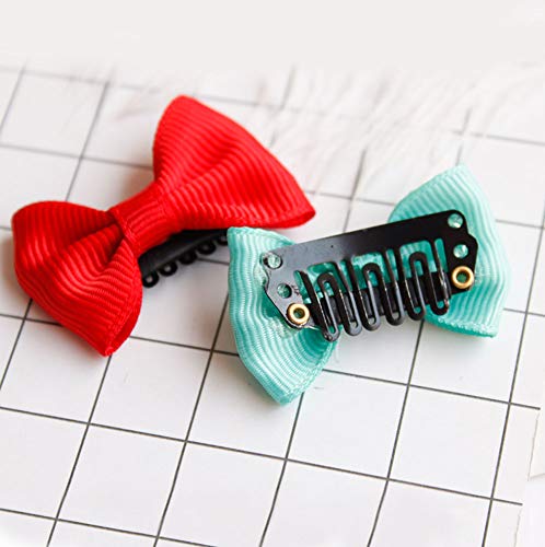Pinzas para el pelo de bebé, 12 unidades, pequeñas y finas cintas, lazos de grogrén, accesorios para bebés y niñas recién nacidas (colores al azar)