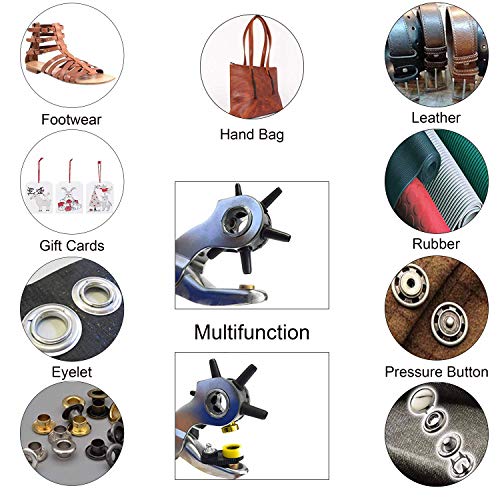 pinzas para ojales y ojales pinzas de presión (2 en 1) con 75 ojales para de cuero Artesanía bolso Tarjeta de goma - Cinturón de 5 agujeros Agujero Pinzas de perforación