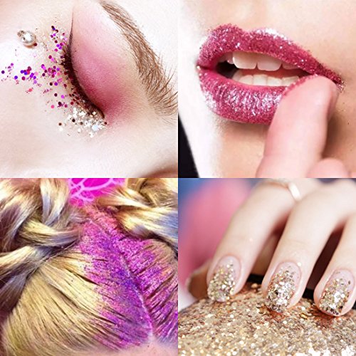 Polvo Acrilico para Uñas Purpurina Cara Glitter para Uñas - Set de Purpurina De 10 Cajas - Body Cosmetic Glitter Hair Nail Art Decorativo para Fiesta de Limo Christmas Arts Crafts