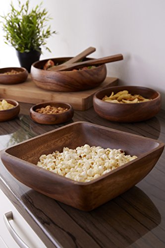 Premier Housewares 1104558 - Cuenco Cuadrado de Madera de Acacia (tamaño Grande, 26 x 26 x 8 cm)