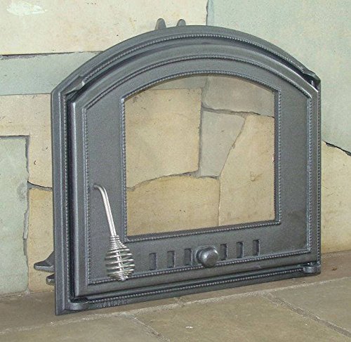 Puerta de horno para pizza, puerta de horno de leña, puerta de horno de piedra, puerta de hierro fundido con horno, dimensiones exteriores: 485 x 410 mm, dirección de apertura: derecha