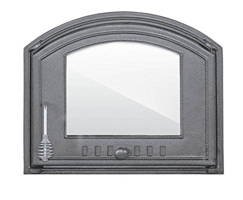 Puerta de horno para pizza, puerta de horno de leña, puerta de horno de piedra, puerta de hierro fundido con horno, dimensiones exteriores: 485 x 410 mm, dirección de apertura: derecha