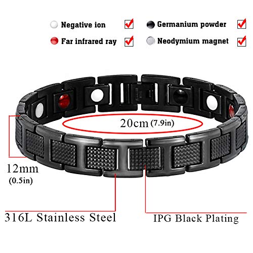 Pulsera con imán de acero inoxidable Tratamiento con dolor de alta potencia El imán reduce el dolor Mejora la circulación sanguínea Mejora el rendimiento del ejercicio Energía Pulsera de salud