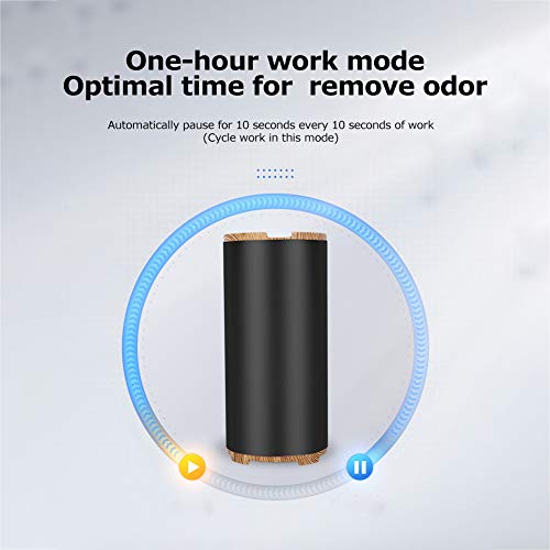 Purificador de aire, Ozonizador de purificador de aire de coche recargable USB portátil, Batería de litio, Para la eliminación de olores de formaldehído del coche de la oficina en casa, 3W(Negro)