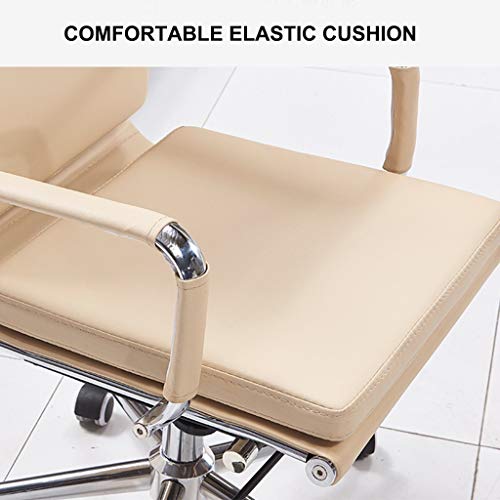 Qazxsw Mobiliario de Oficina/Minimalista Moderna Silla del Jefe/Conferencia Silla giratoria/Silla de Cuero Oficina/Silla ergonómica/Silla de Escritorio elevable,Beige,55x55x106cm