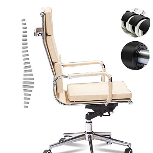Qazxsw Mobiliario de Oficina/Minimalista Moderna Silla del Jefe/Conferencia Silla giratoria/Silla de Cuero Oficina/Silla ergonómica/Silla de Escritorio elevable,Beige,55x55x106cm