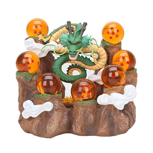 QYF Dragon Ball Z: Decoración del Regalo de la montaña Bola de Cristal Shenron Cuerpo Invocar Escena del dragón Modelo Base en Caja decoración de Alta 15CM (5.9Inches) -Boy cumpleaños del Coche