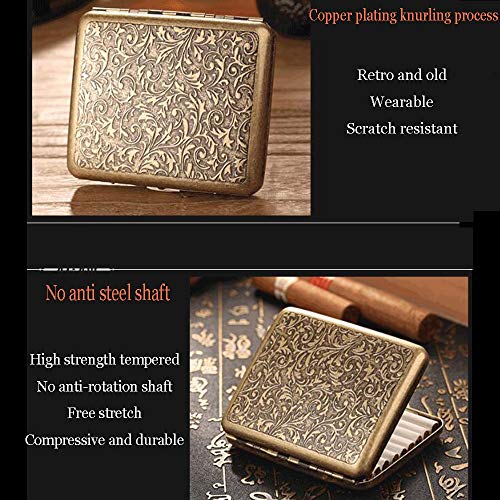 RDJSHOPS Estuche de Cigarrillos de Cobre Retro for Hombres Estuches de Cigarrillos de Metal Creativo Ultrafino portátil portátil (Color : Brass)
