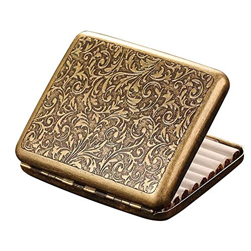 RDJSHOPS Estuche de Cigarrillos de Cobre Retro for Hombres Estuches de Cigarrillos de Metal Creativo Ultrafino portátil portátil (Color : Brass)