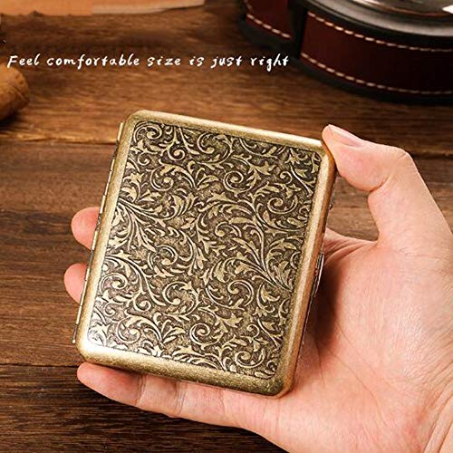 RDJSHOPS Estuche de Cigarrillos de Cobre Retro for Hombres Estuches de Cigarrillos de Metal Creativo Ultrafino portátil portátil (Color : Brass)