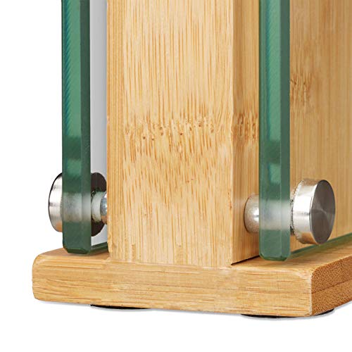 Relaxdays 10022160 Bloque para 8 Cuchillos con Cristal, Madera, Beige, 6.5 x 20 x 21.5 cm