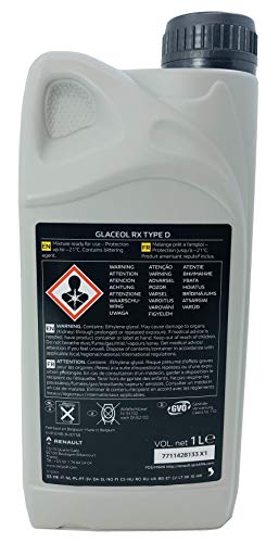 Renault Anticongelante Refrigerante Coolant Glaceol RX tipo D Verde, 1 litro