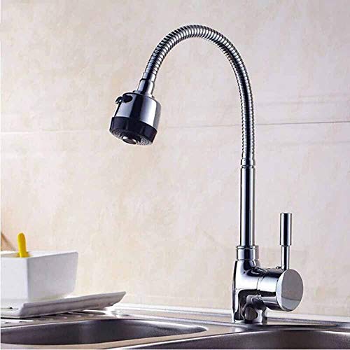 Rociador de fregadero de cocina con mango de una sola palanca Rotación de 360 grados Tubo de salida de agua fría Grifo de cocina grifo Grifo de agua fría para lavadero jardín al aire libre por
