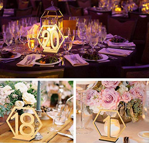 Rodajas de Madera,Liuer 20PCS Soportes de Tarjetas Decoración Número de Titulares de la Mesa Portadores de Tarjetas de Fotos Memo Para Boda de Tema Navidad Cumpleaños Jardín Fiesta de Barbacoa (1-20)