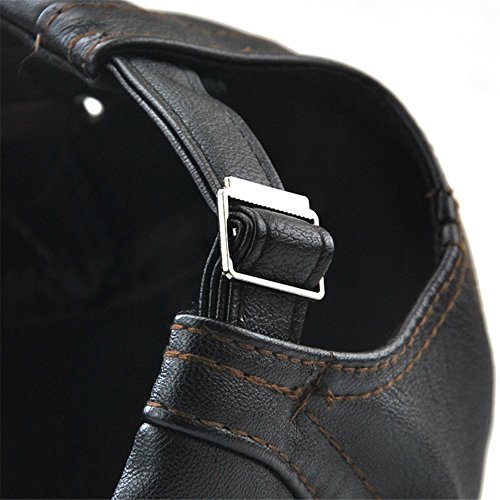 Roffatide Correas Cuero de PU Ajustable Plano Gorra Sombrero de Boina Golf Chapelas Otoño Invierno Marron Oscuro