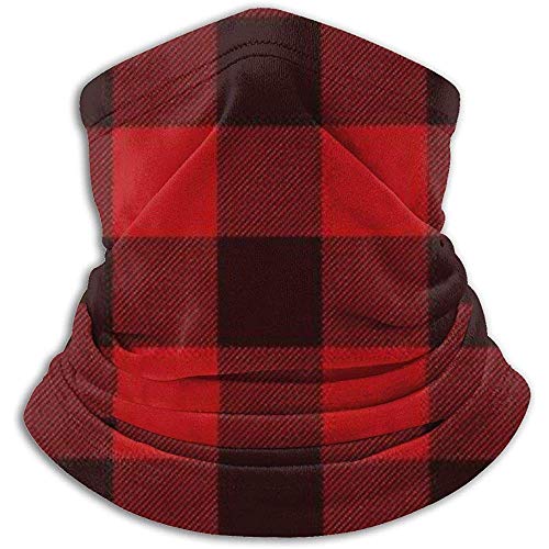 Rojo y negro Buffalo Plaid Unisex Fleece Neck Warmer Face Warmer Neck Tube Tube Scarf Neck Polainas