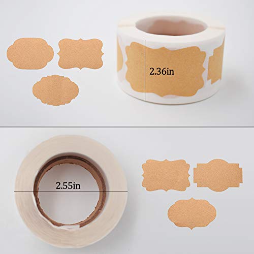 Rollo de 600pcs Pegatinas Etiqueta Adhesiva Pegatina Kraft, Labels Roll para Sello Scrapbooking Regalo Bolsa Recuerdo Boda Fiesta Aniversario Cumpleaños