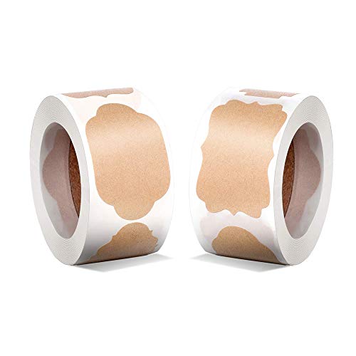 Rollo de 600pcs Pegatinas Etiqueta Adhesiva Pegatina Kraft, Labels Roll para Sello Scrapbooking Regalo Bolsa Recuerdo Boda Fiesta Aniversario Cumpleaños