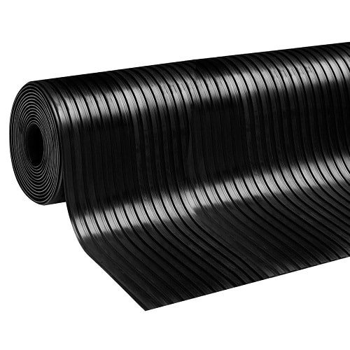 Rollo de piso ancho de goma acanalada | 4mm de espesor | 1.5m de ancho | 4m de largo | antideslizante | alfombrilla para suelos de seguridad para garaje, taller, gimnasio, estable, Parque etc