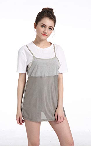 Ropa De Maternidad Camiseta Sin Mangas De Protección Contra Radiación Electromagnética, Delantal De Fibra De Plata 100% Vestidos De Protección Contra Radiación Para Embarazadas,Plata