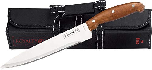 Royalty Line Cuchillos de Cocina Acero Inoxidable,Juego de Cuchillos Calidad Profesional,Bolsa maletin 9 Piezas, Delantal con Bolsillo Frontal y Manta Transportadora