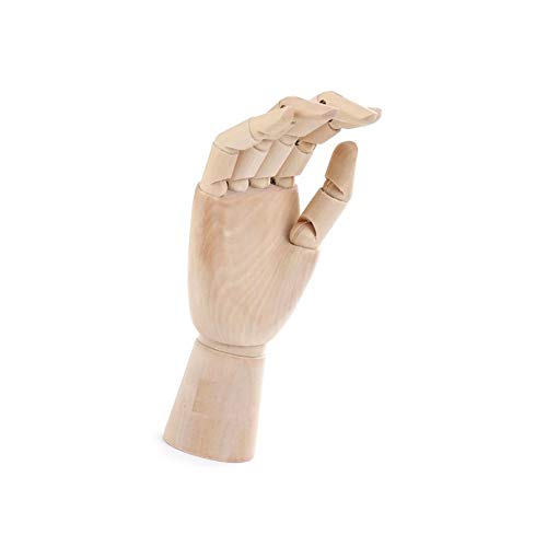 Ruiting Modelo Mano de Madera,Modelo de Maniqui Artista Articulado de la Mano Derecha Articulado de Madera Regalo Arte Alternativos 18cm