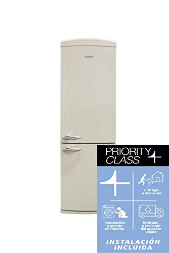 Sauber - Frigorífico Combi SCR190B - Eficiencia energética: A+ - 190x60cm - Color Crema
