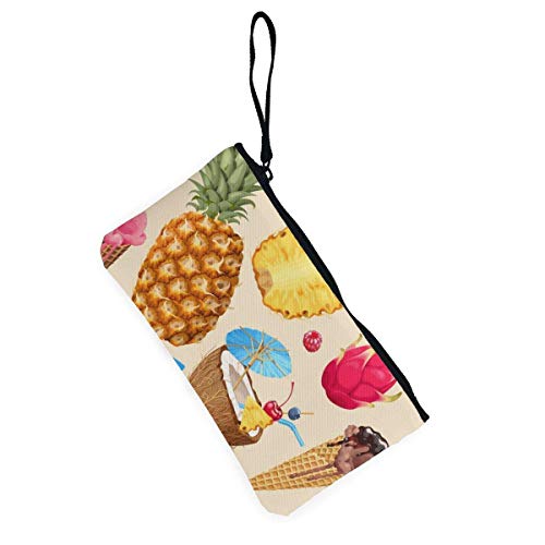 SDFGJ Helado de Aguacate Gafas de Sol Piña Mujeres y niñas Monedero de Lona de Moda Lindo Monedero Monedero con Cremallera Monedero pequeño Carteras para Llavero Bolsas de Viaje de Dinero