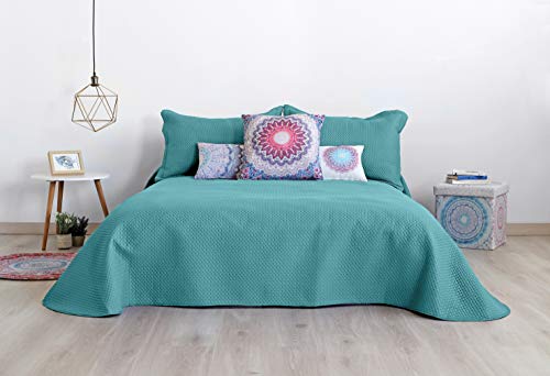 Secaneta Stilia, Colcha Bouti Reversible Bicolor Ultrasonic Efecto 3D para Primavera Verano, (Menta/Gris, 280x270 cm/Cama 180), 280 x 270 cm