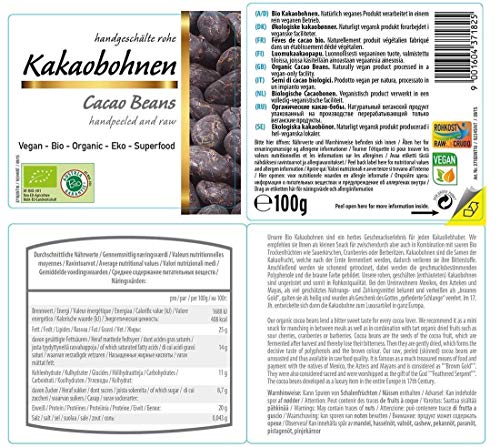 Semillas de Cacao peladas crudas Bio 700g habas de cacao criollo granos enteros ecológicas 100% naturales organic raw Cacao Beans 7x100g